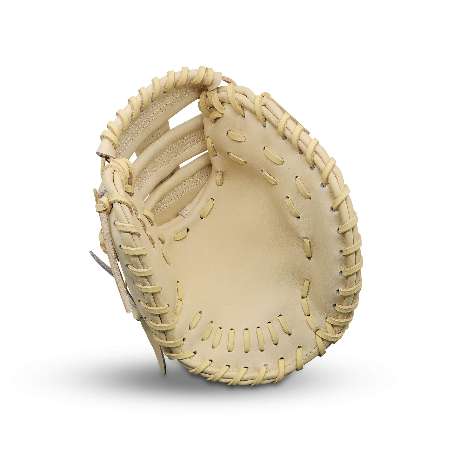 Titan Series 11” First Base Training Mitt with Single Bar Post Web, Camel Shell and Palm, and Camel Lacing – RHT