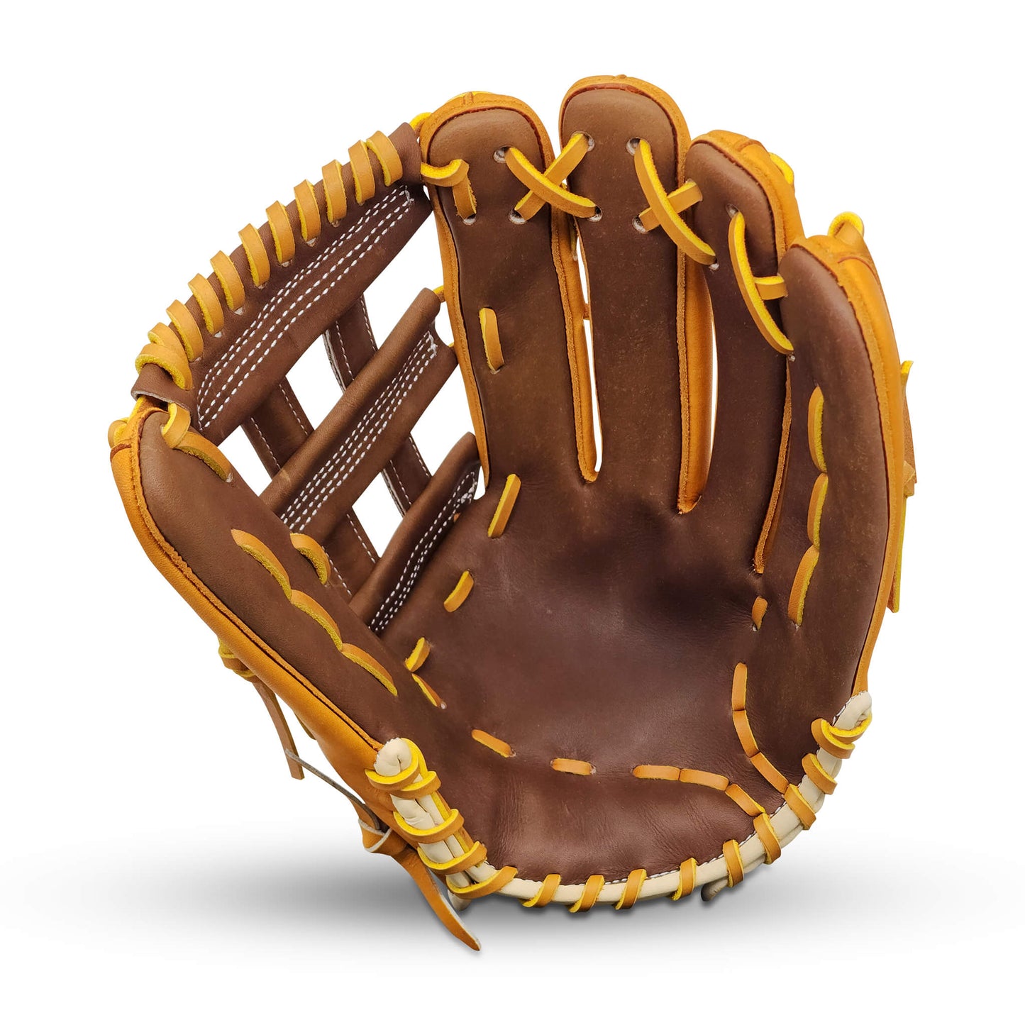 Velocity Series Limited Edition 12.75” Outfielder’s Glove with H-Web, Tan Shell, Dark Brown Palm, Tan Lacing, and Embroidered US Flag – RHT