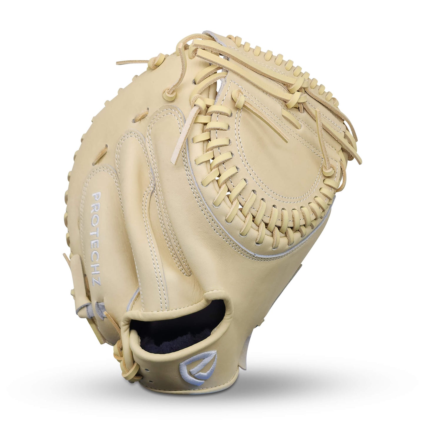 Titan Series 34” Fast Pitch Catcher’s Mitt with Solid Web, Camel Shell and Palm, and Camel Lacing – RHT