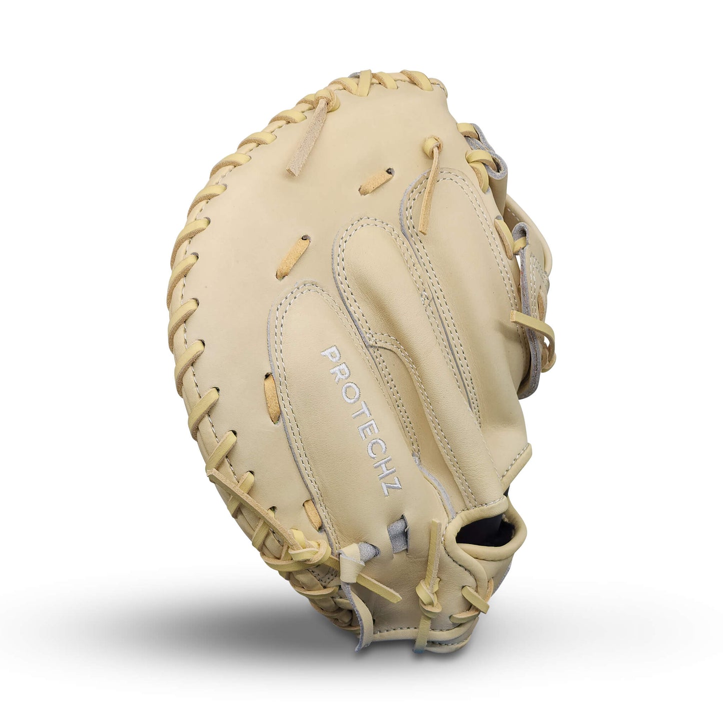 Titan Series 34” Fast Pitch Catcher’s Mitt with H-Web, Camel Shell and Palm, and Camel Lacing – RHT