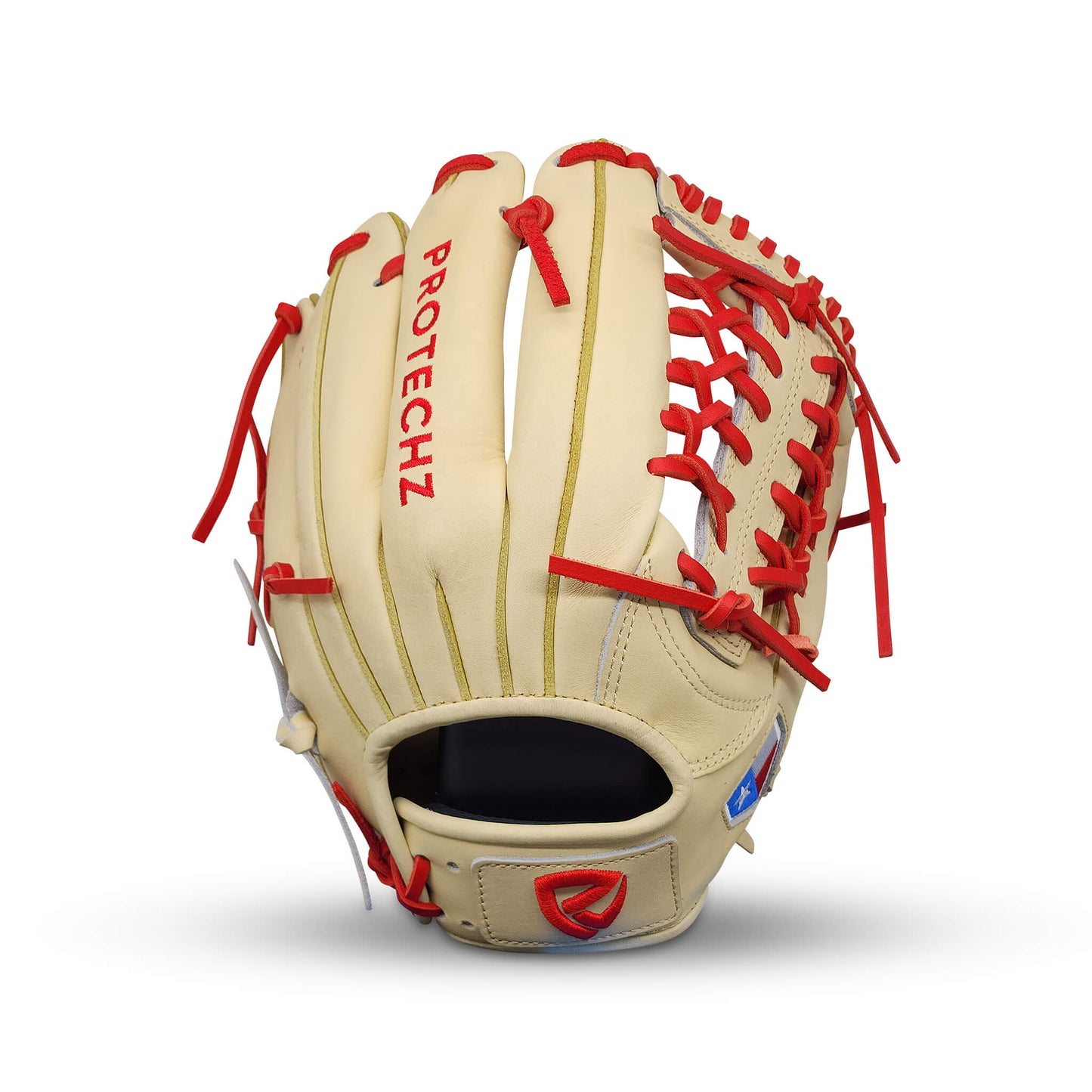 Titan Series Limited Edition 11.75” Infield Glove with T-Web, Camel Shell and Palm, Red Lacing, and Embroidered Texas Flag – RHT