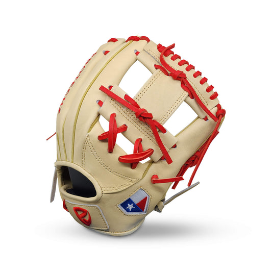 Titan Series Limited Edition 11.50” Infield Glove with I-Web, Camel Shell and Palm, Red Lacing, and Embroidered Texas Flag – RHT