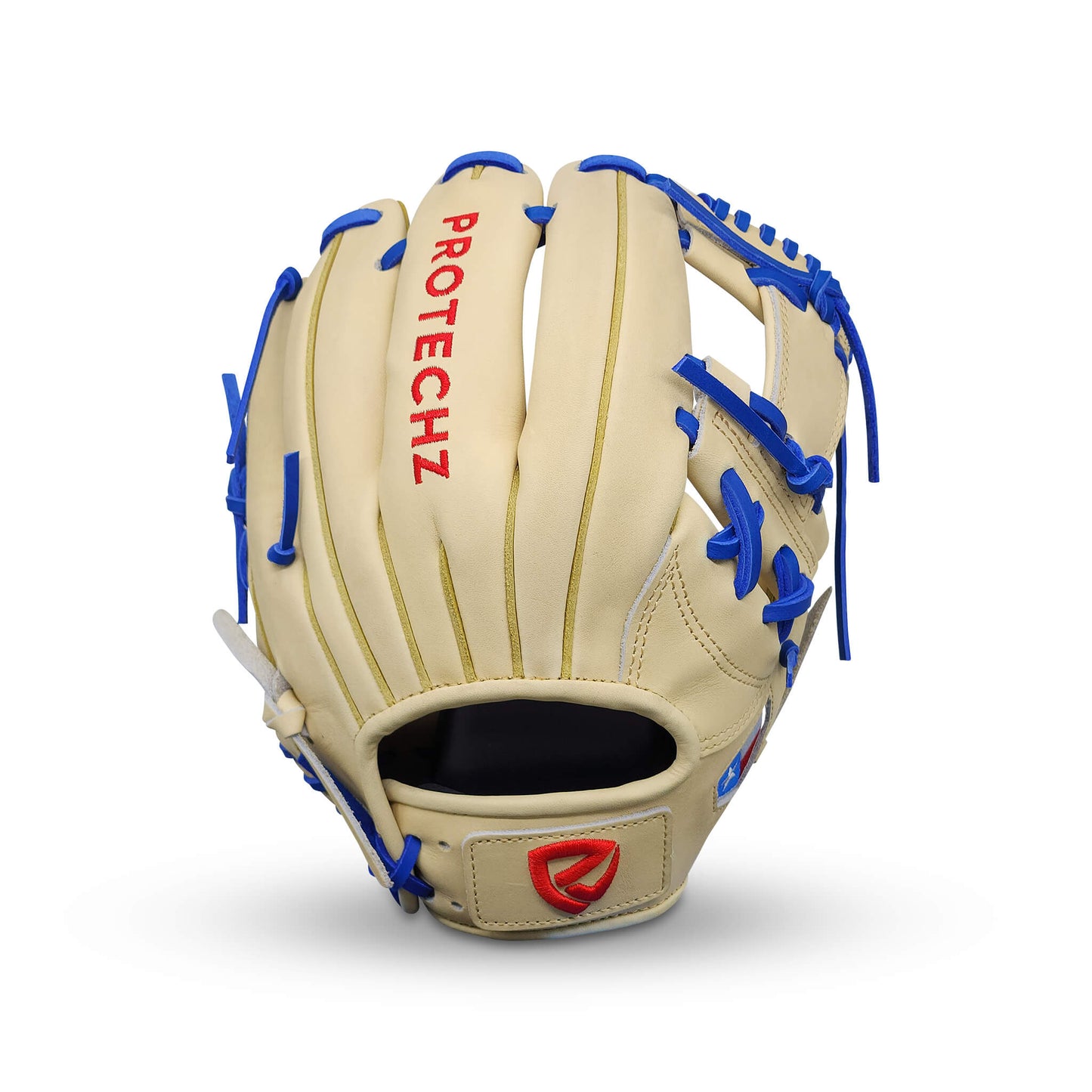 Titan Series Limited Edition 11.50” Infield Glove with I-Web, Camel Shell and Palm, Royal Blue Lacing, and Embroidered Texas Flag – RHT
