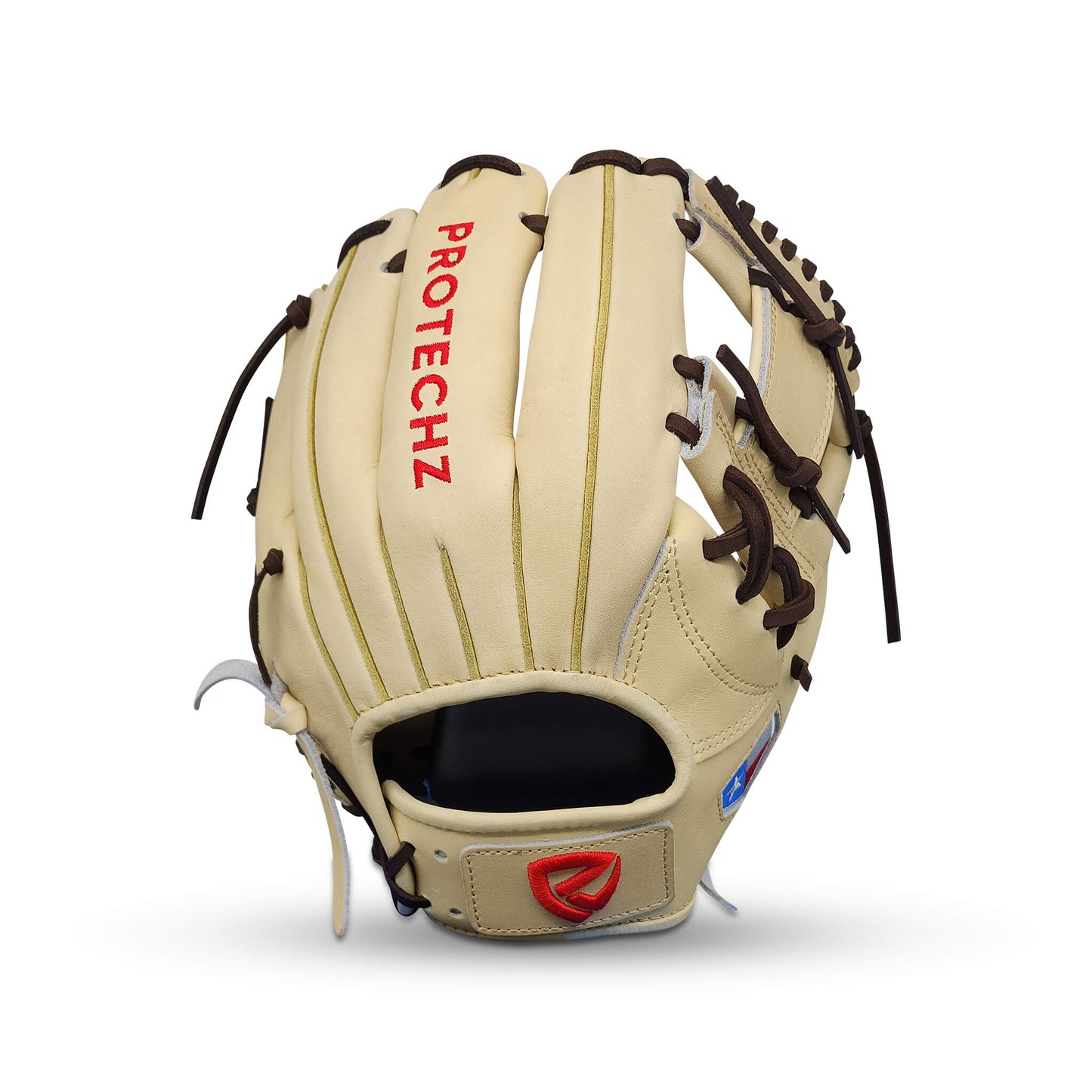 Titan Series Limited Edition 11.50” Infield Glove with I-Web, Camel Shell and Palm, Dark Brown Lacing, and Embroidered Texas Flag – RHT
