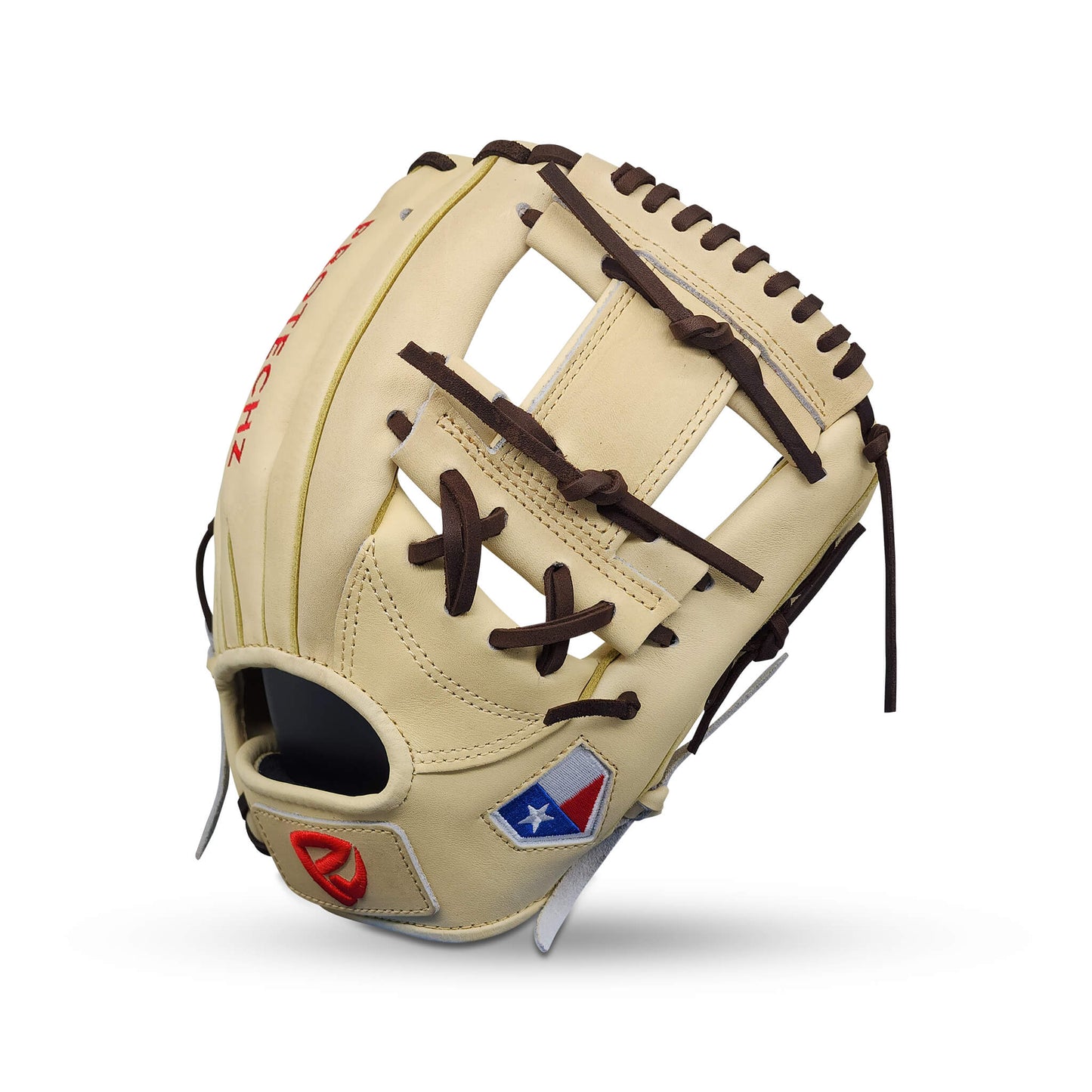 Titan Series Limited Edition 11.50” Infield Glove with I-Web, Camel Shell and Palm, Dark Brown Lacing, and Embroidered Texas Flag – RHT
