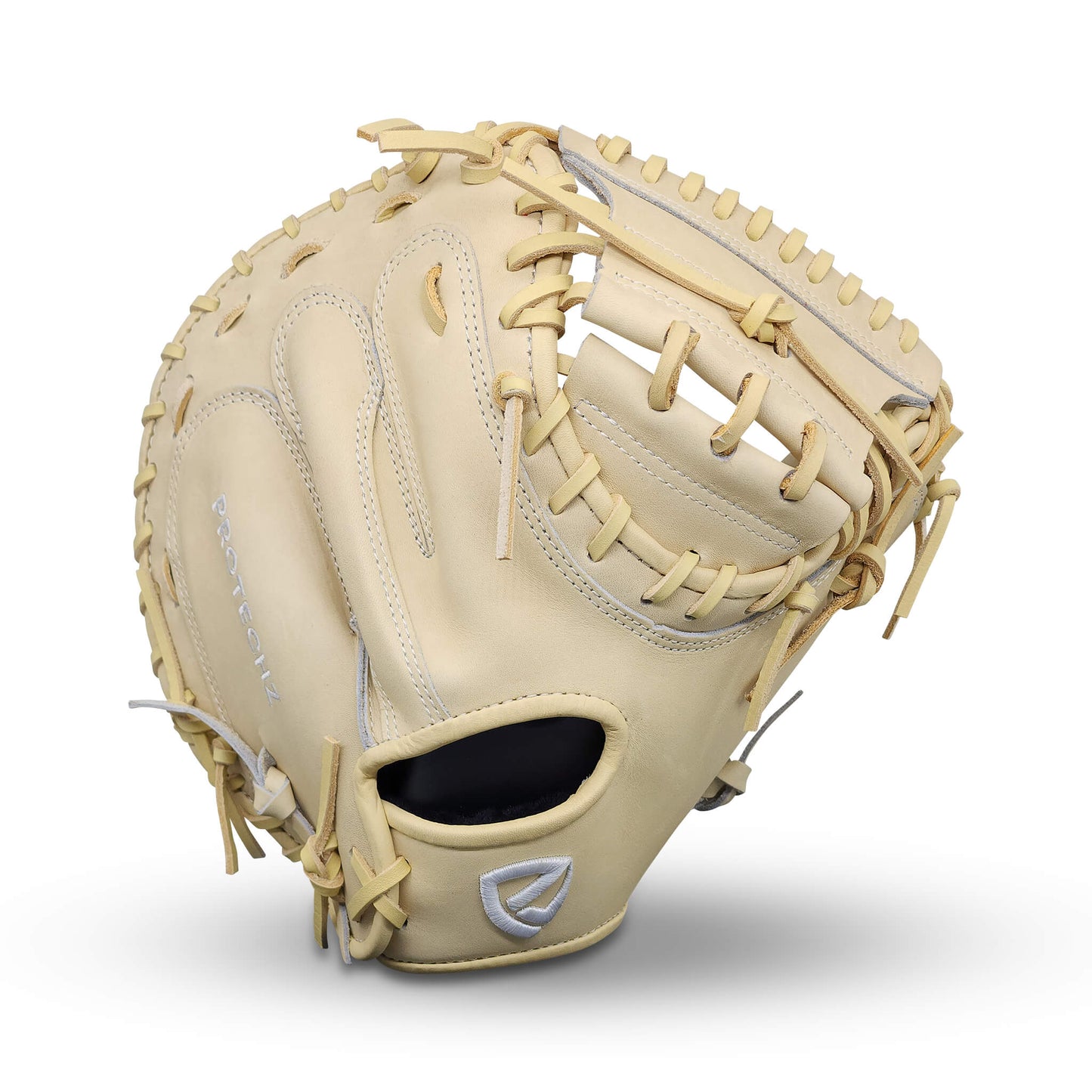 Titan Series 34” Catcher’s Mitt with Solid Web, Camel Shell and Palm, and Camel Lacing – RHT