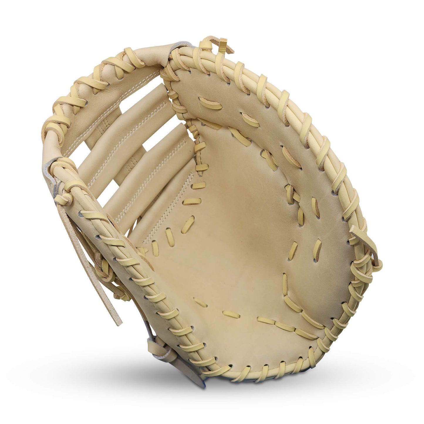 Titan Series 13” First Base Mitt with Two Bar Post Web, Camel Shell and Palm, and Camel Lacing – RHT