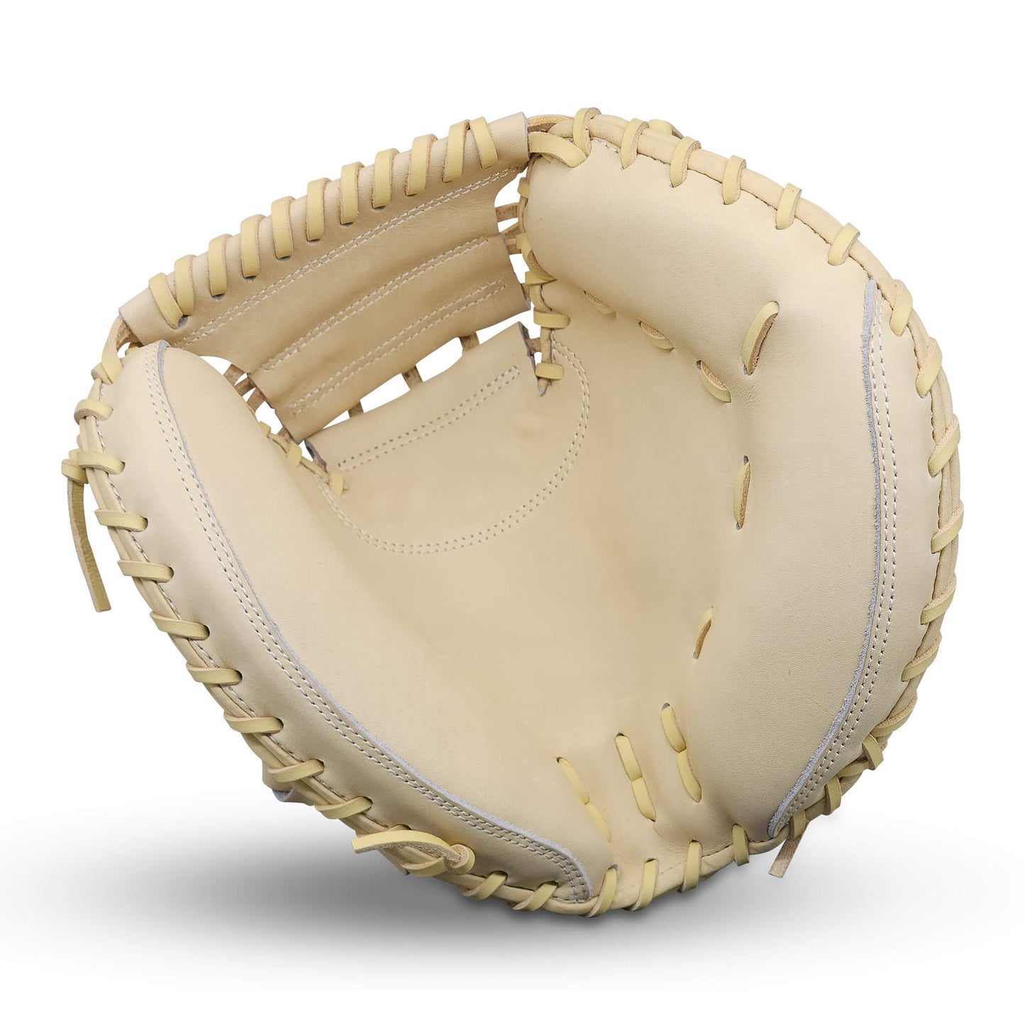 Titan Series 34” Catcher’s Mitt with Solid Web, Camel Shell and Palm, and Camel Lacing – RHT